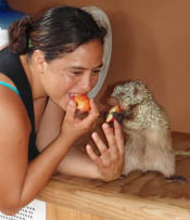 Marbe eating fruit with Lala